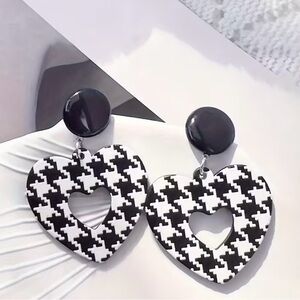 Black and White Heart Earrings